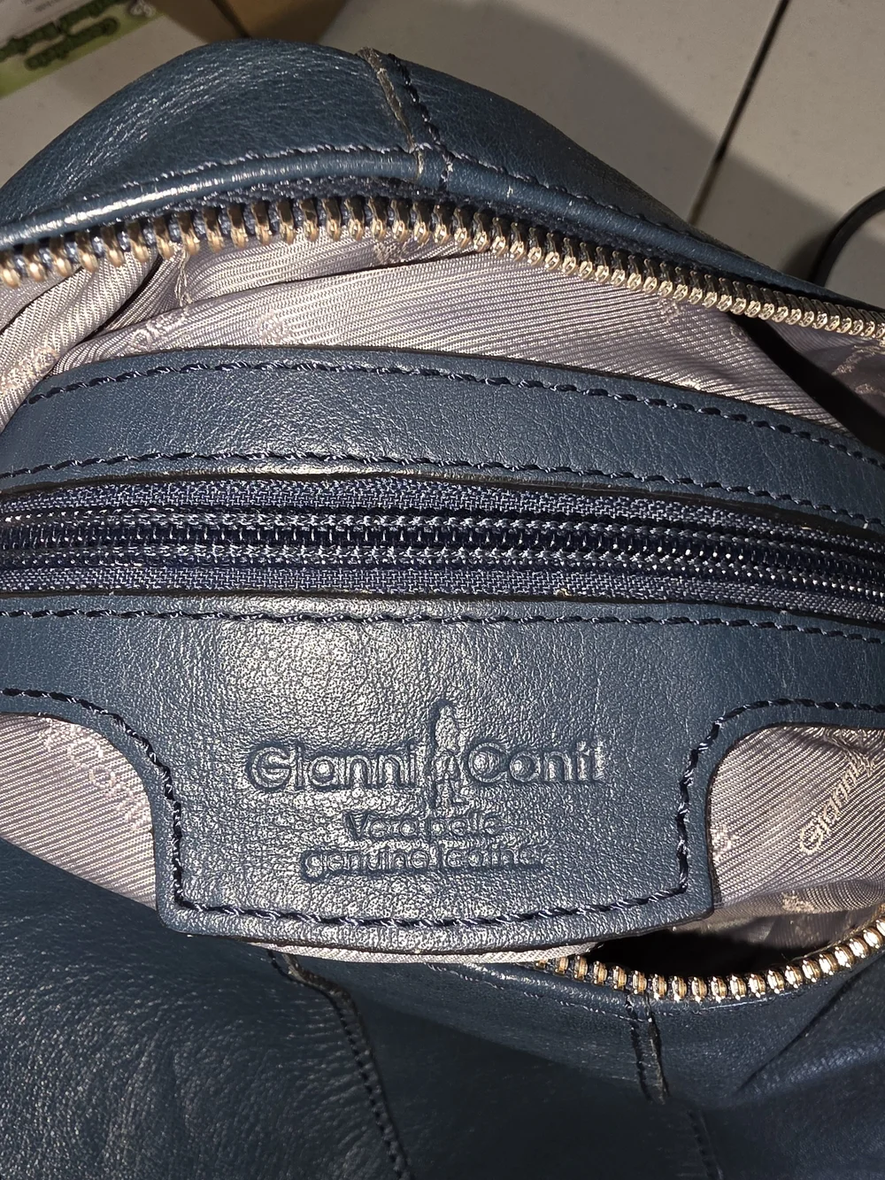 Classic Navy Leather Shoulder Bag - Women's Everyday Hobo...Like New